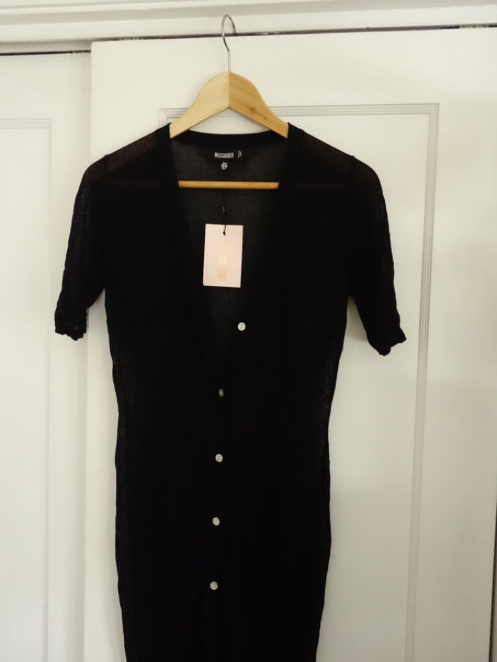 Misguided Black Sheer Button Through Cover Up Womens Size 4